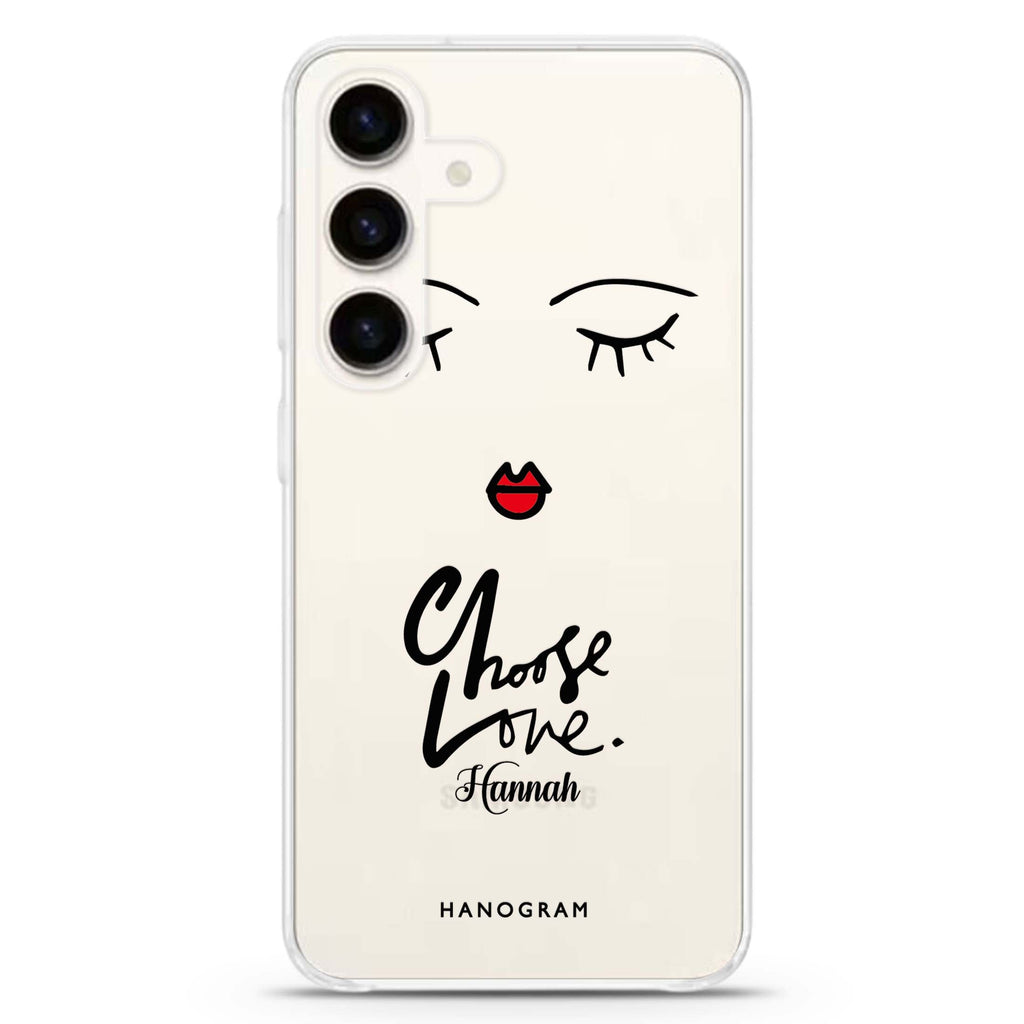 Choose Love Samsung Galaxy S26/S25/S24 可加名字水晶透明保護殼正面展示