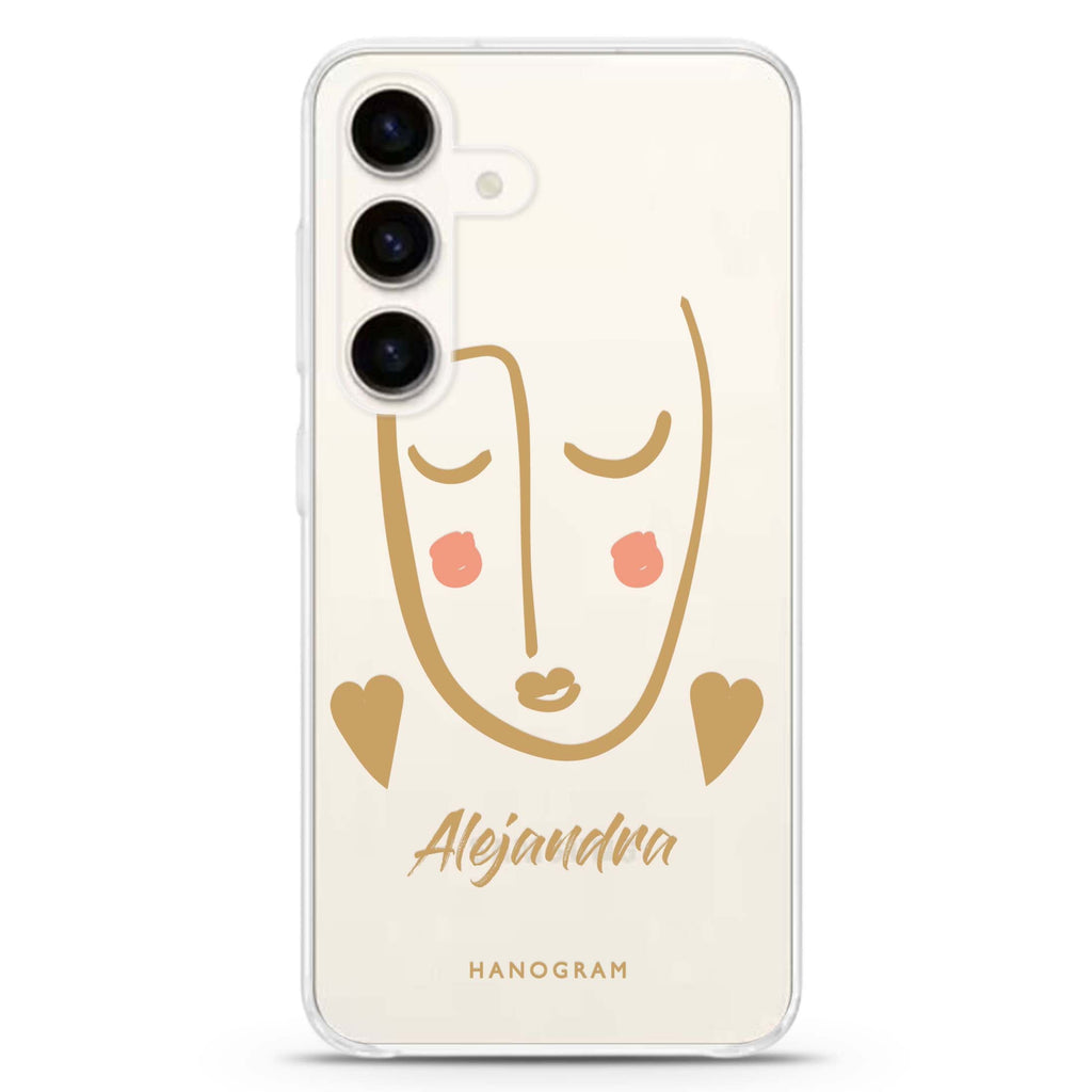 Lovely Face II Samsung Galaxy S26/S25/S24 可加名字水晶透明保護殼正面展示