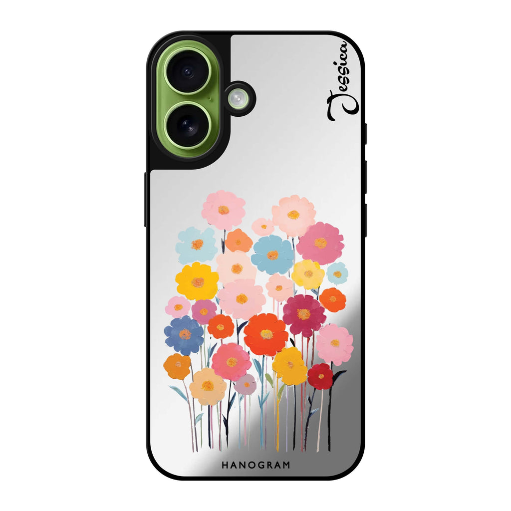 Reflective iPhone 16 Mirror Case –Garden Blooms Design