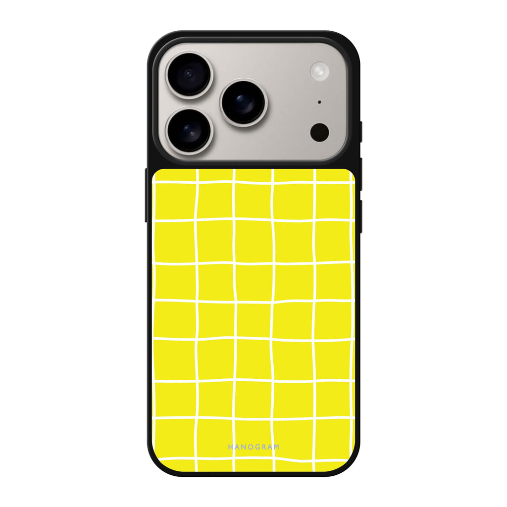 Yellow Checked Pattern 黃色圖案 iPhone 17 Pro Max 鏡面手機殼主圖