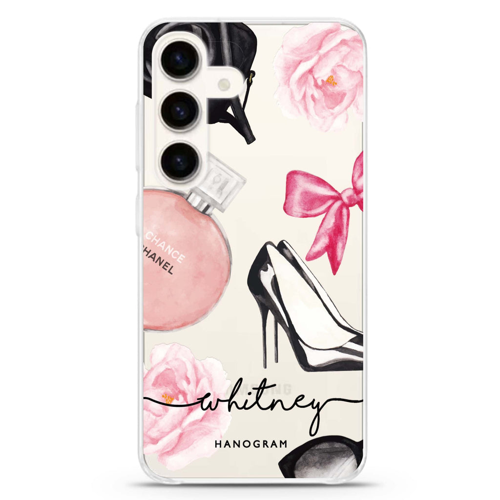 Fashion Cosmetic Samsung Galaxy S26/S25/S24 可加名字水晶透明保護殼正面展示