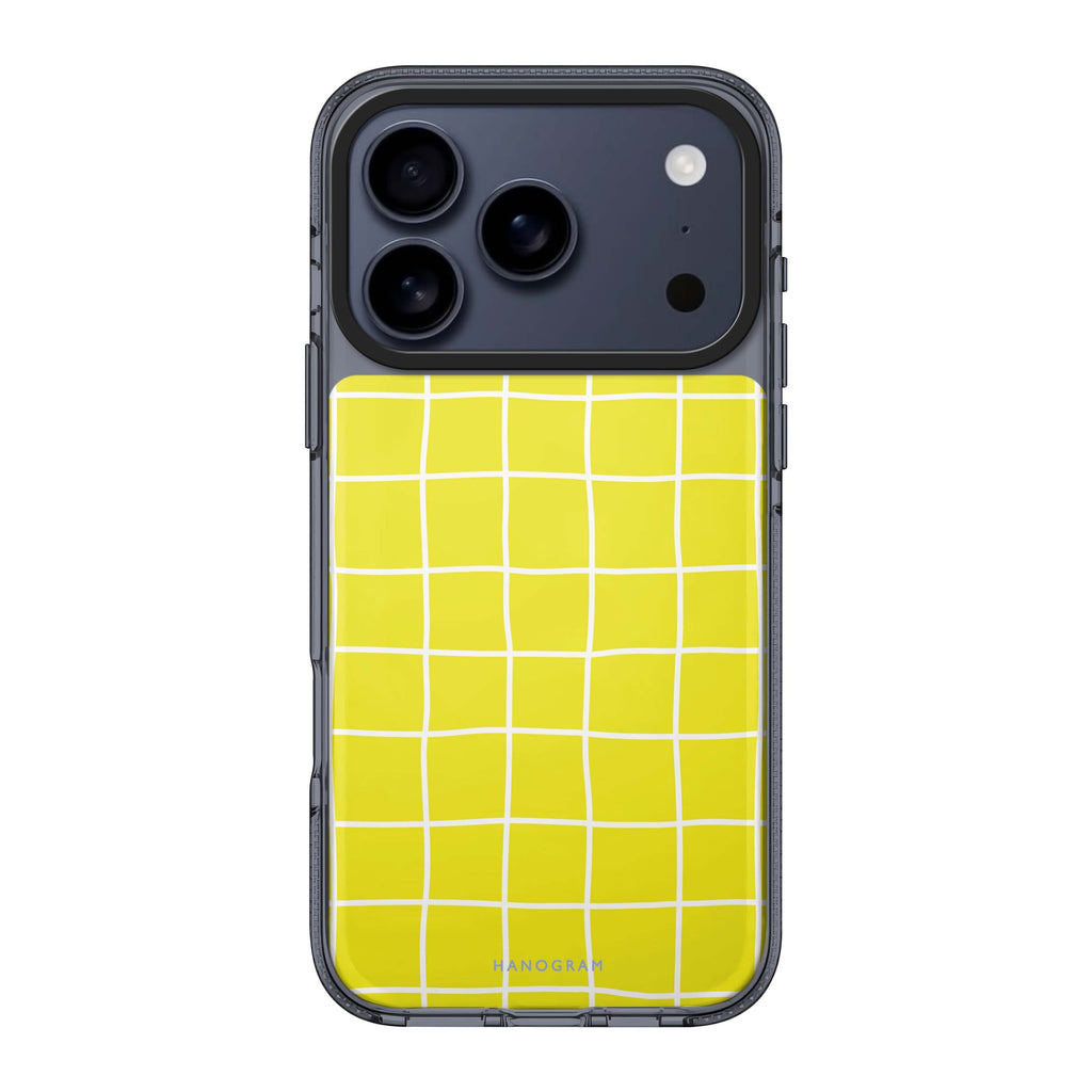 Yellow Checked Pattern iPhone 17 Pro Max MagSafe 水晶透明保護殼 圖案款設計 圖1