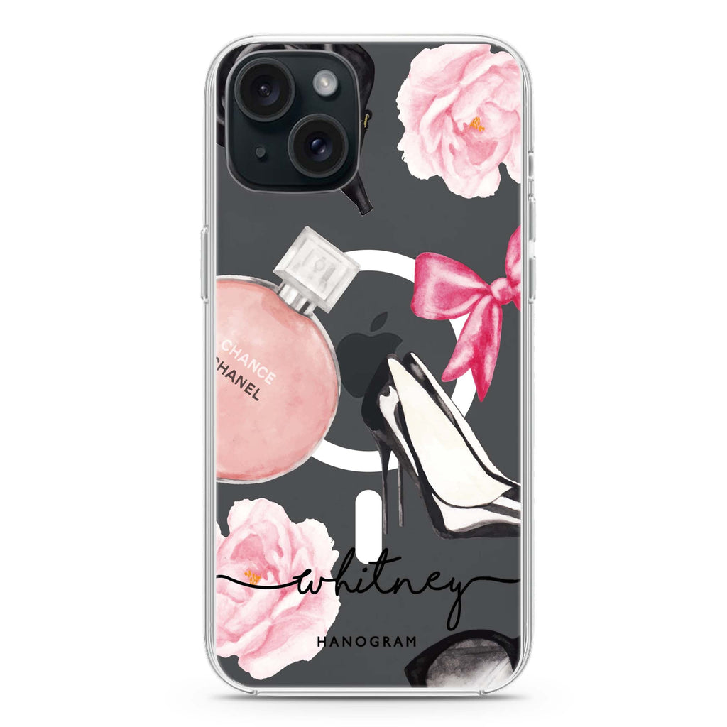 Fashion Cosmetic iPhone 15 Magsafe 兼容水晶透明保護殼