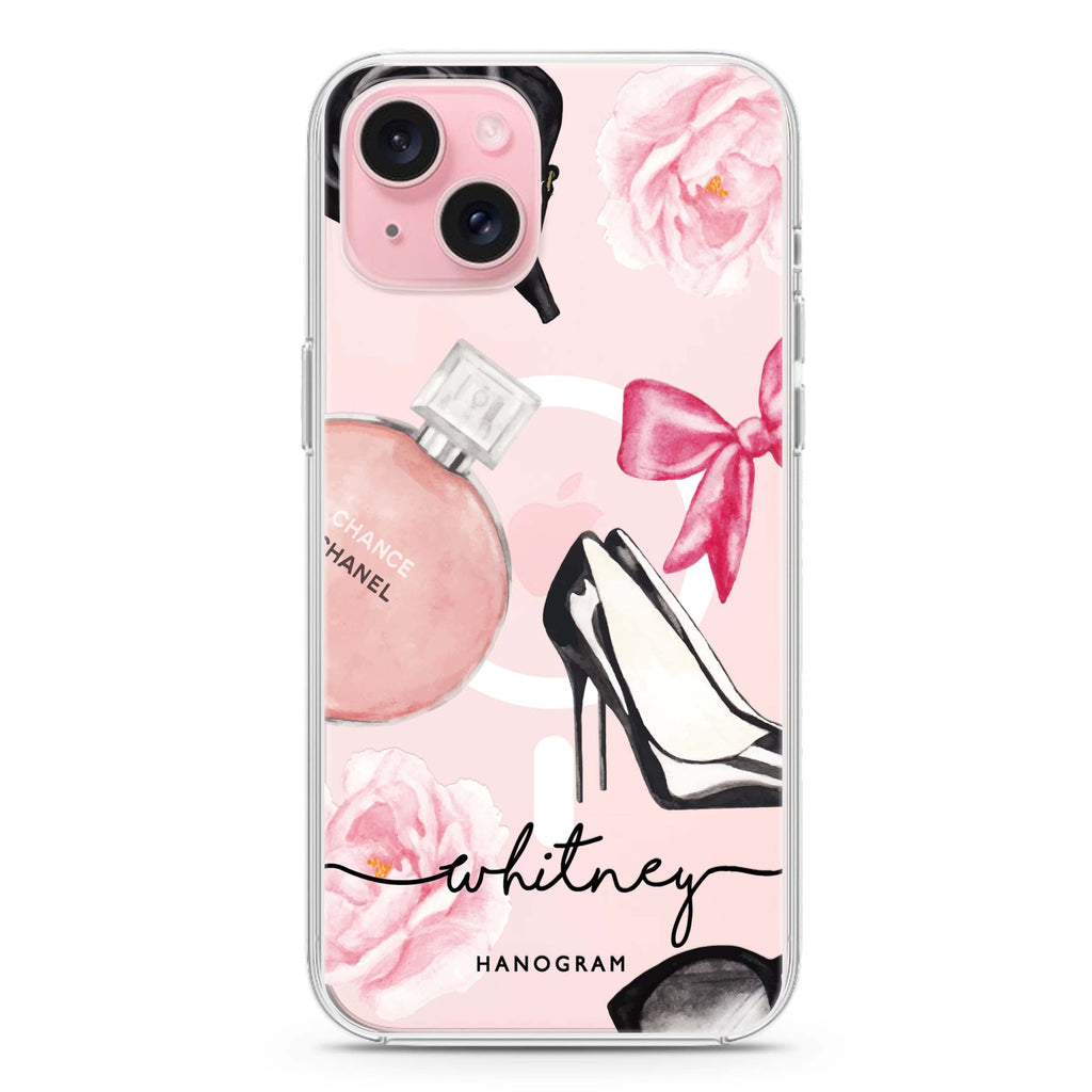 Fashion Cosmetic iPhone 15 Plus Magsafe 兼容水晶透明保護殼