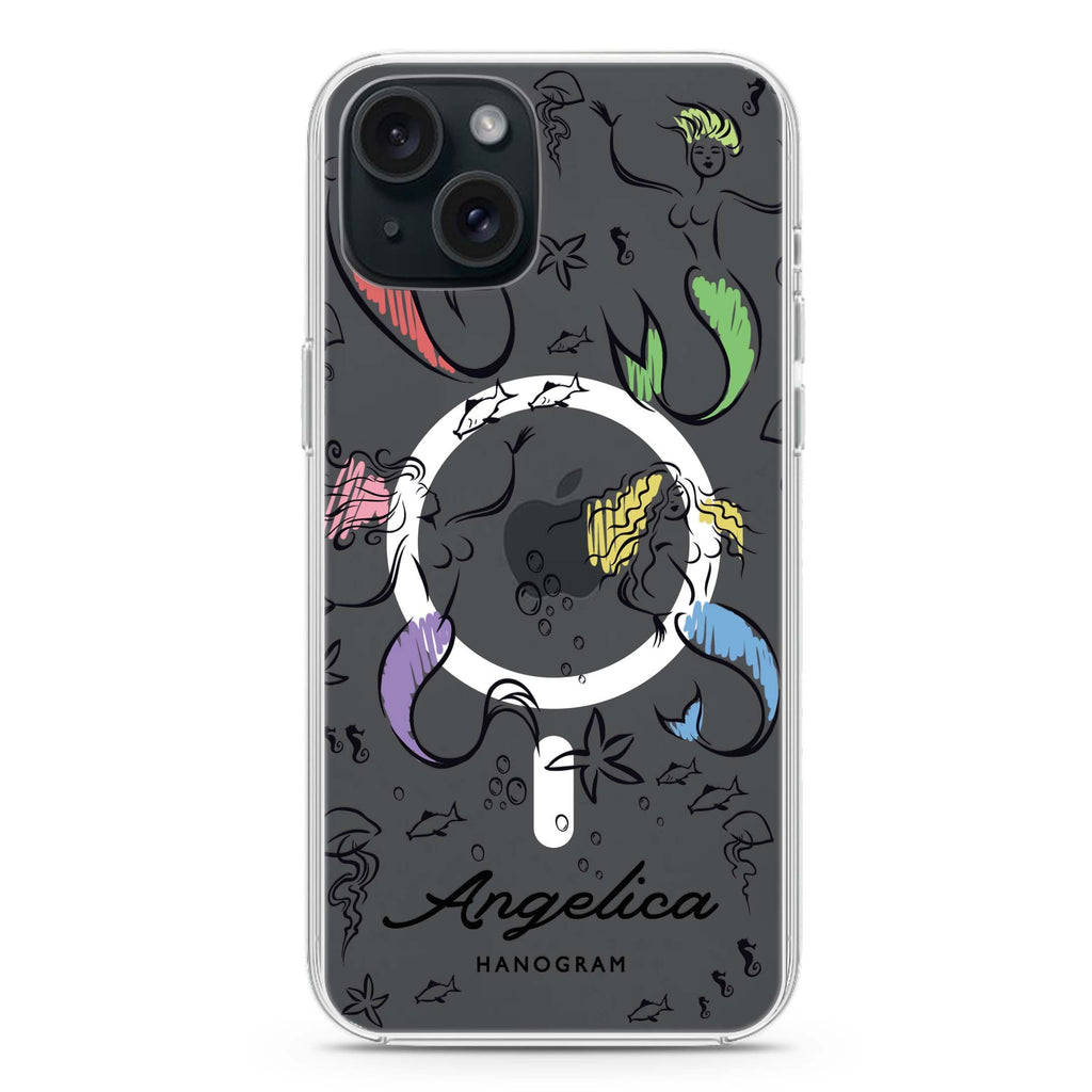 MerryMermaids iPhone 15 Plus Magsafe 兼容水晶透明保護殼