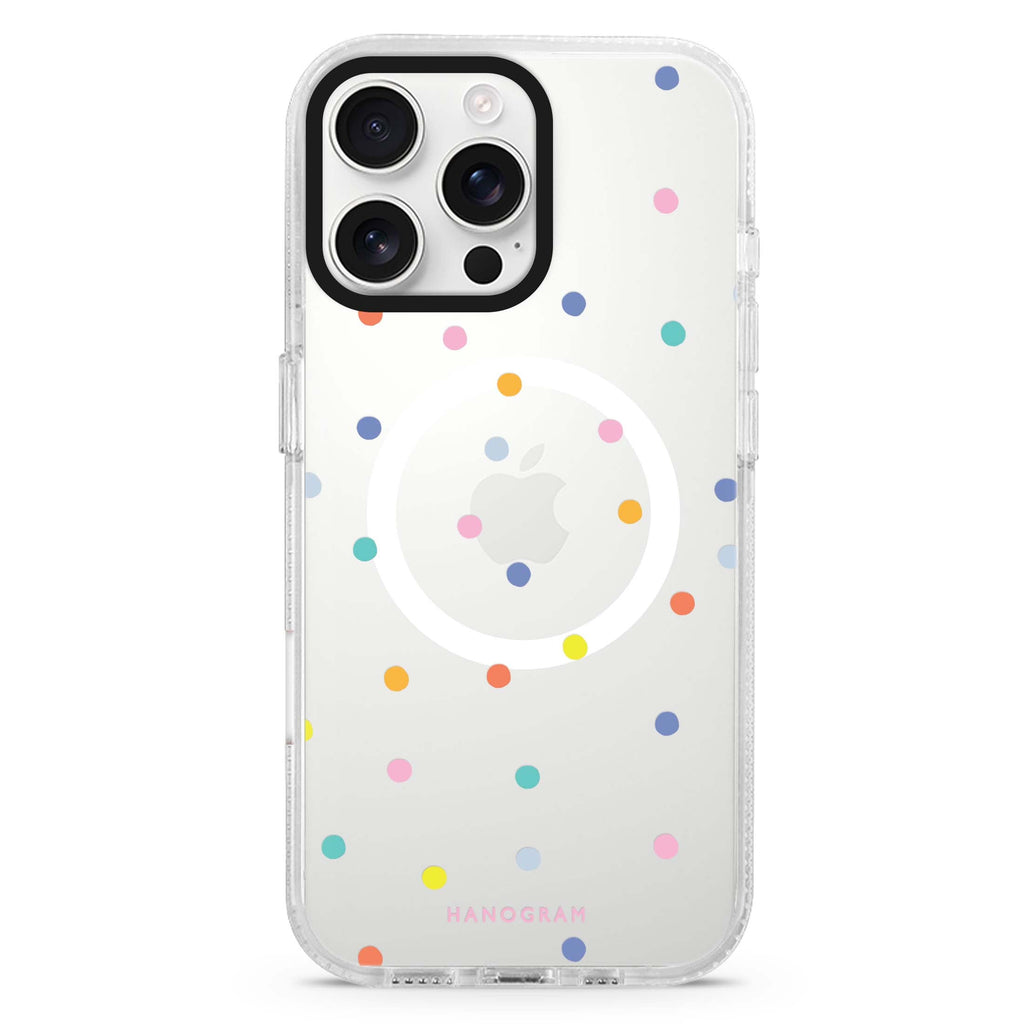 Colourful Dot Pattern Magsafe 兼容水晶透明保護殼