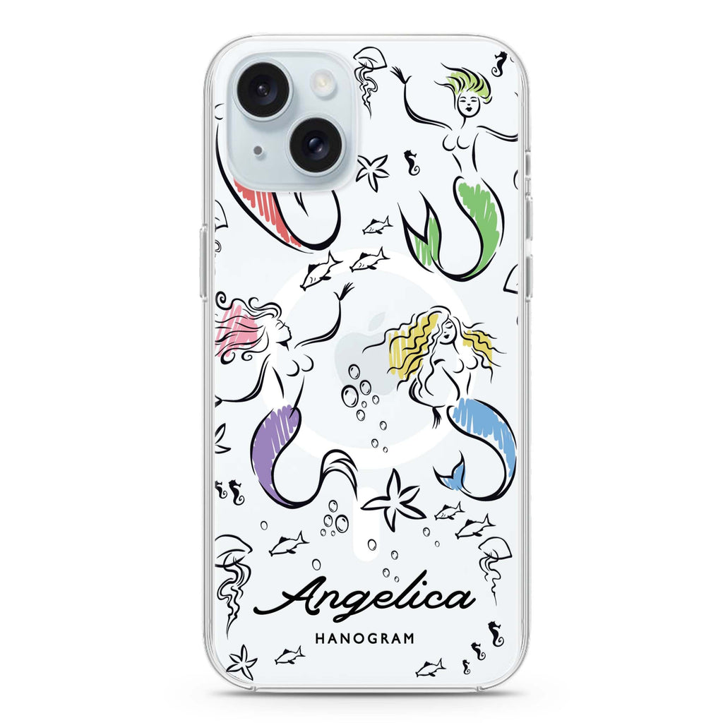 MerryMermaids iPhone 15 Magsafe 兼容水晶透明保護殼