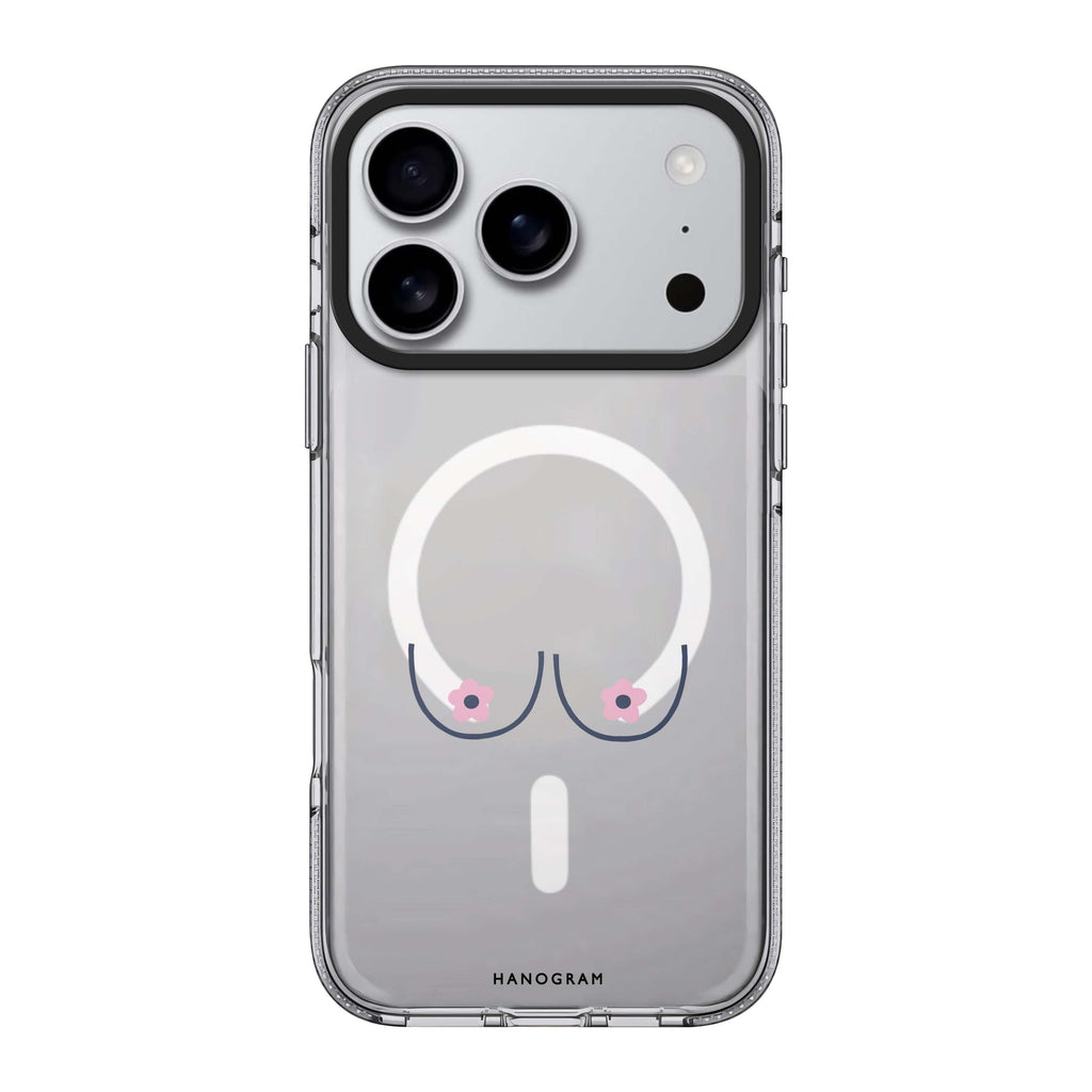 Floral Breast iPhone 17 Pro Max MagSafe 水晶透明保護殼 花卉圖案設計 圖1
