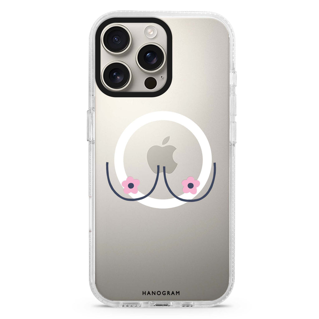 Floral Breast Magsafe 兼容水晶透明保護殼