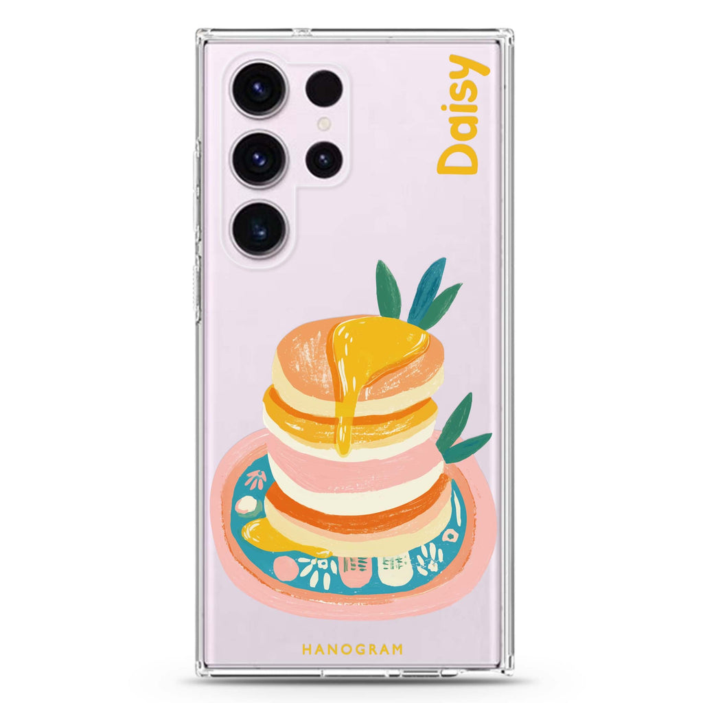 Blush Pancake Stack Samsung Galaxy Ultra 可加名字透明保護殼，適用 S26/S25/S24/S23 Ultra，圖1