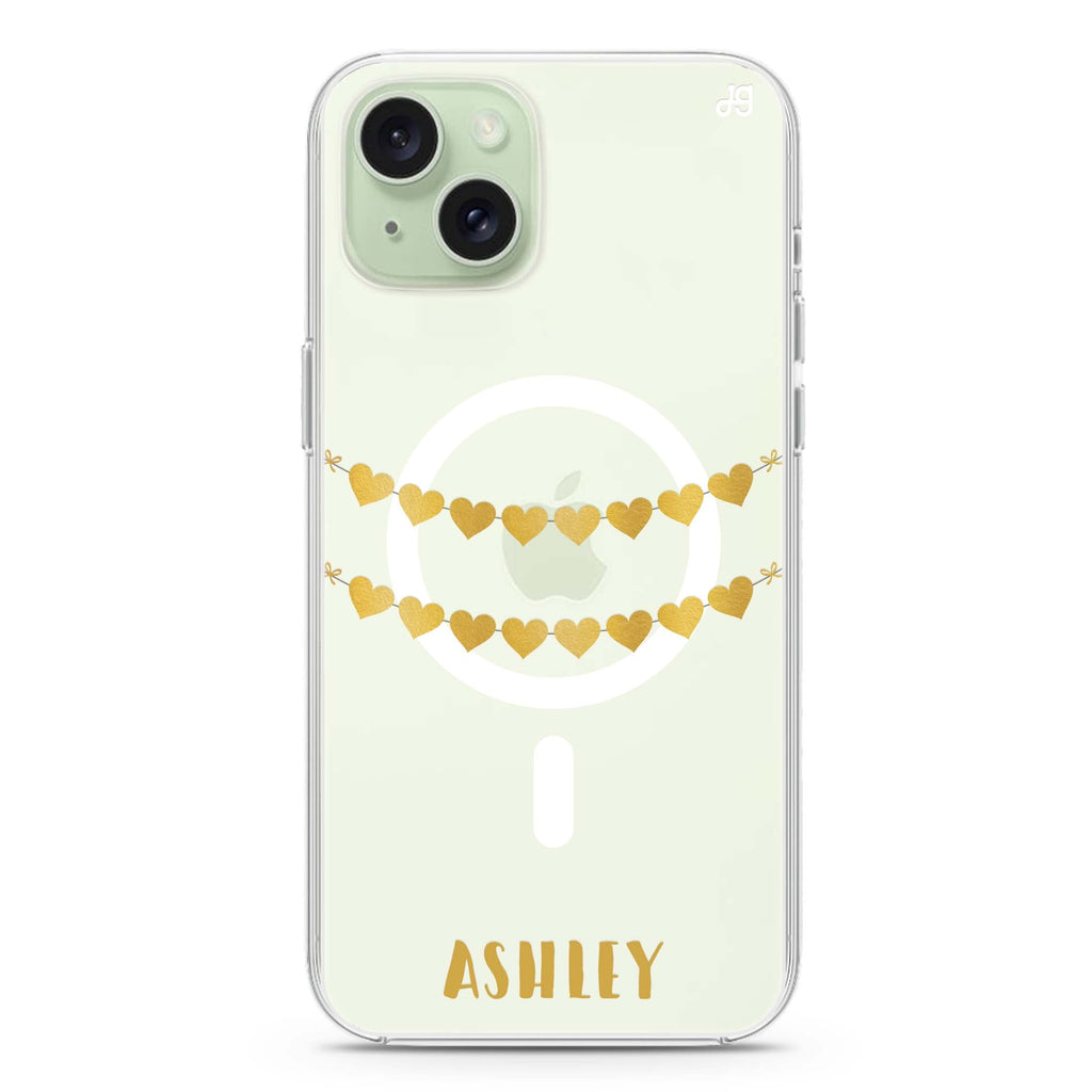 Golden Heart iPhone 15 Plus Magsafe 兼容水晶透明保護殼
