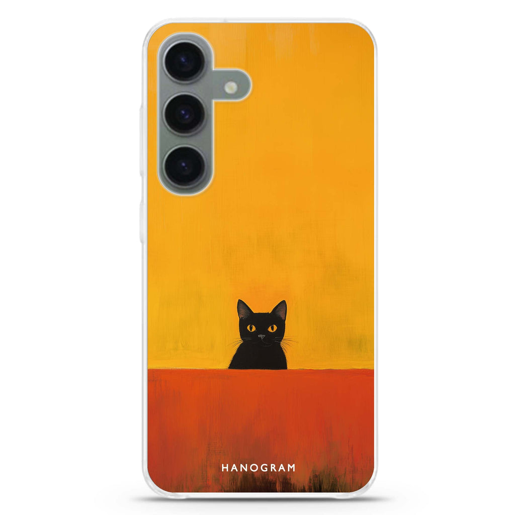 Minimalist Meow Samsung Galaxy S26/S25/S24 水晶透明保護殼正面展示