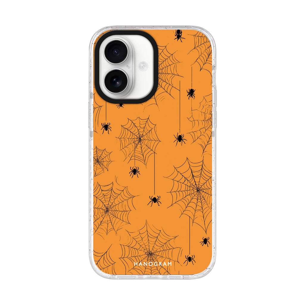 Spooky Web Weave iPhone 17 水晶透明保護殼正面展示