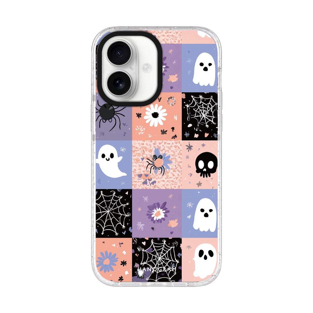 Pastel Patchwork Haunts iPhone 17 水晶透明保護殼正面展示
