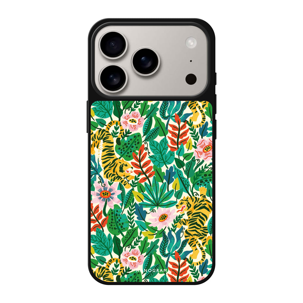 Tiger & Floral 款式1 老虎花卉 iPhone 17 Pro Max 鏡面手機殼主圖