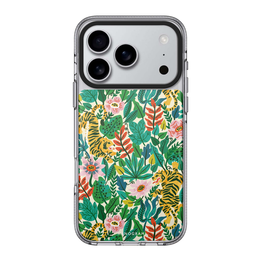 Tiger & Floral 款式 1 iPhone 17 Pro Max MagSafe 水晶透明保護殼 花卉圖案設計 圖1