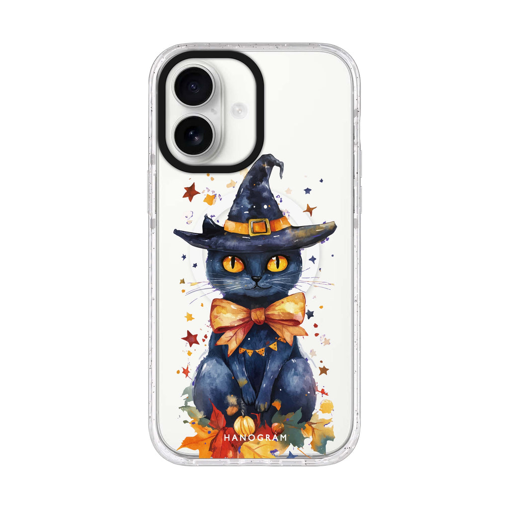 Midnight Kitty Charms iPhone 17 水晶透明保護殼正面展示