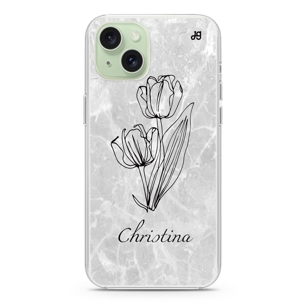 Marble And Exquisite Flowers iPhone 15 Magsafe 兼容水晶透明保護殼