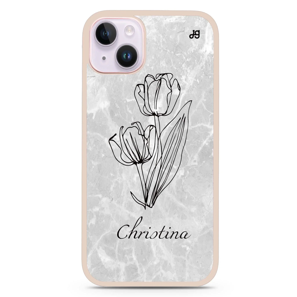 Marble And Exquisite Flowers iPhone 15 Plus 防衝擊保護殼