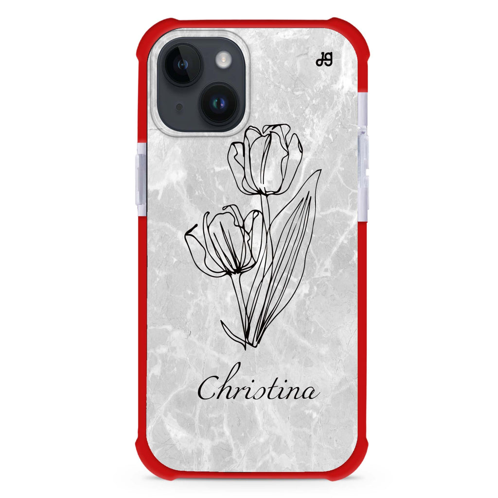 Marble And Exquisite Flowers 超強防摔保護殼