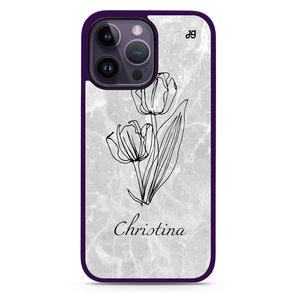 Marble And Exquisite Flowers 防衝擊保護殼