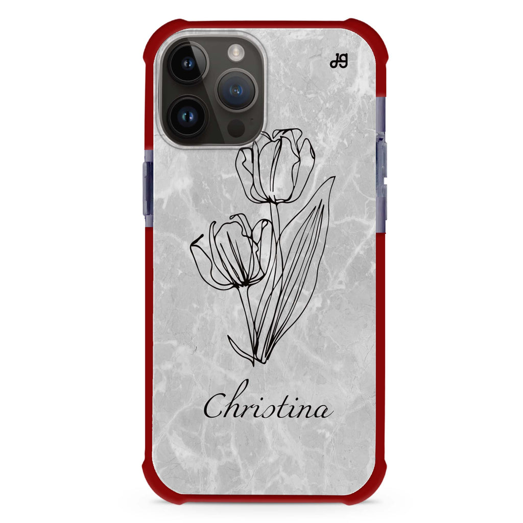 Marble And Exquisite Flowers iPhone Magsafe 兼容超強防摔保護殼