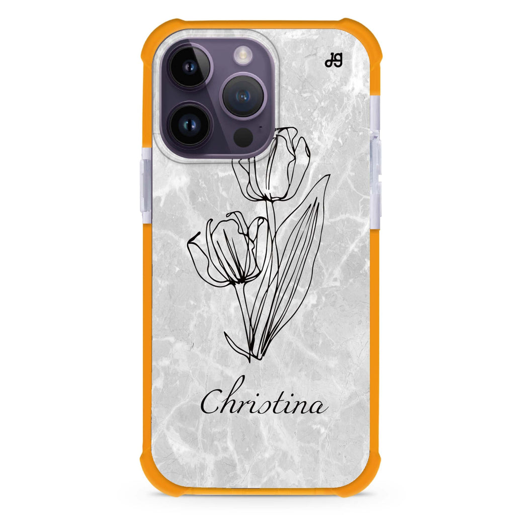 Marble And Exquisite Flowers 超強防摔保護殼