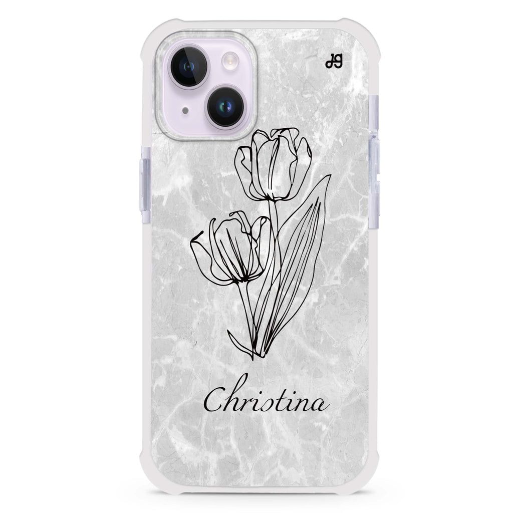 Marble And Exquisite Flowers iPhone 15 Plus Magsafe 兼容超強防摔保護殼