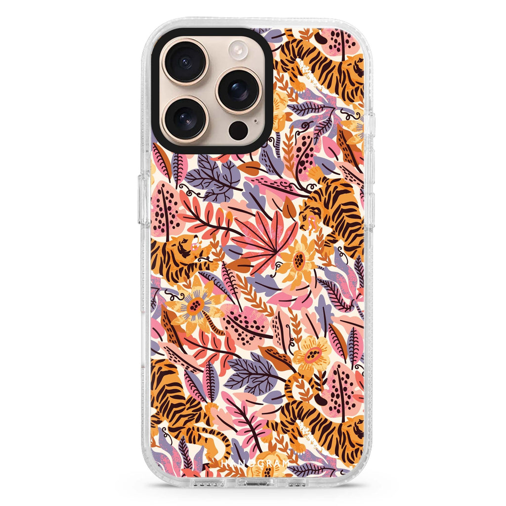 Tiger & Floral Magsafe 兼容水晶透明保護殼