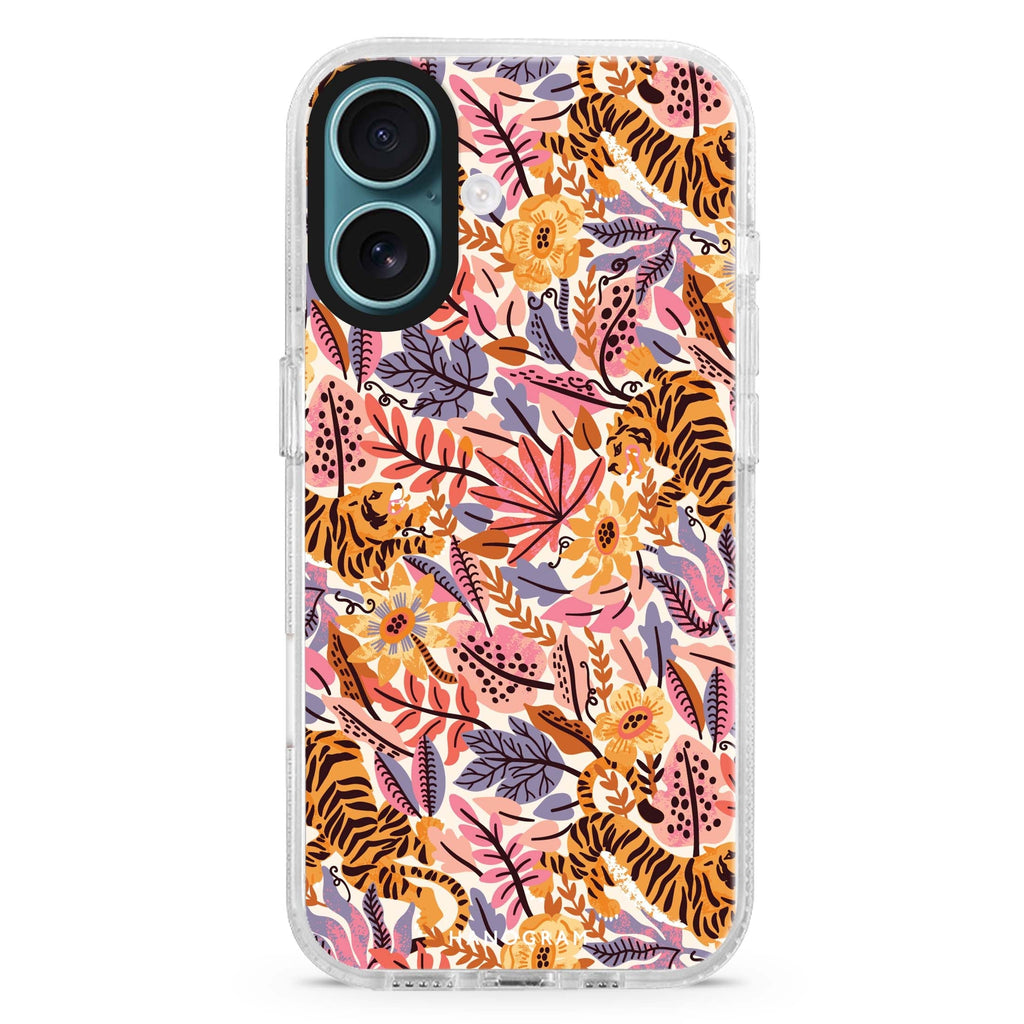 Tiger & Floral Magsafe 兼容水晶透明保護殼
