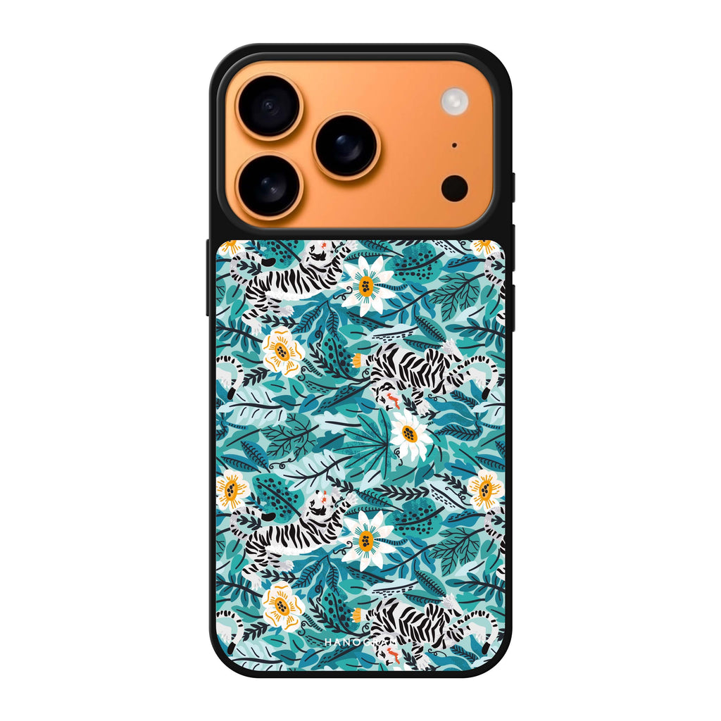 Tiger & Floral 款式2 老虎花卉 iPhone 17 Pro Max 鏡面手機殼主圖