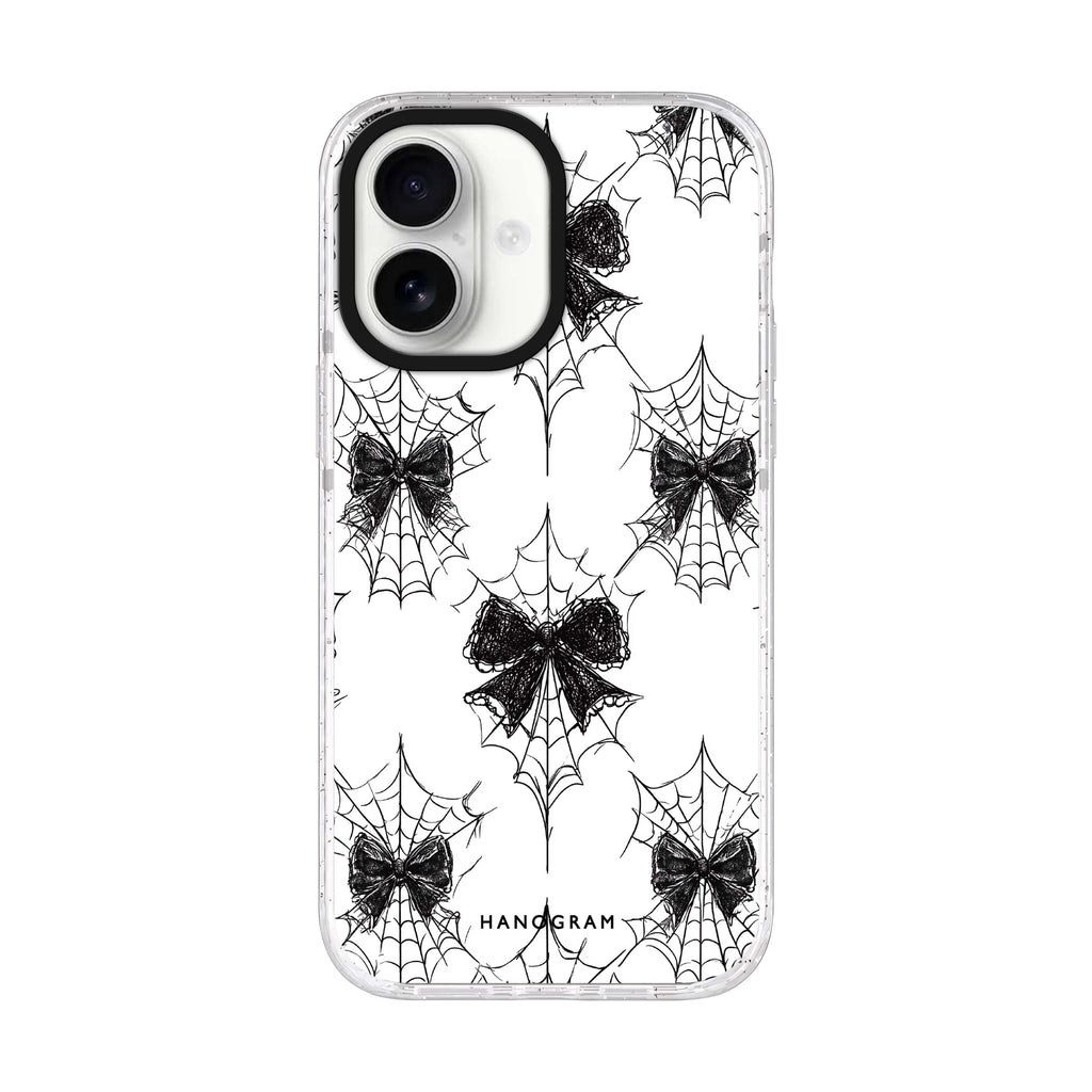Gothic Web Lace iPhone 17 水晶透明保護殼正面展示
