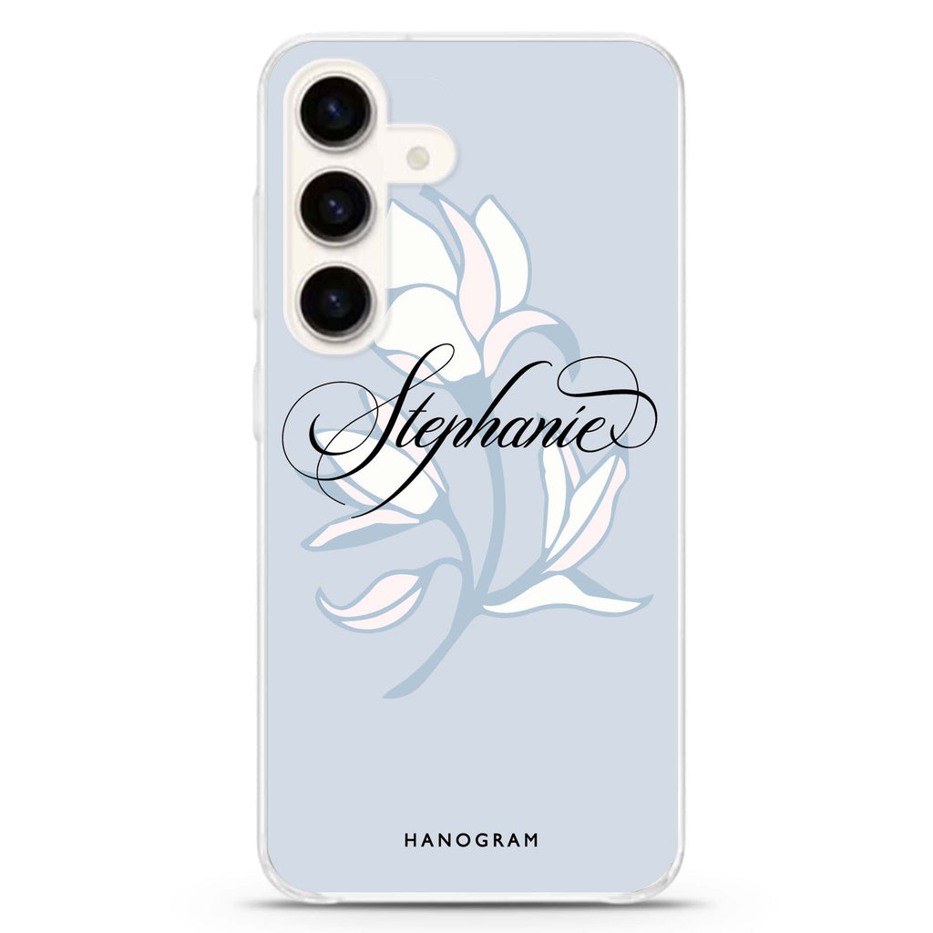 Exquisite Flowers Samsung Galaxy S26/S25/S24 可加名字水晶透明保護殼正面展示