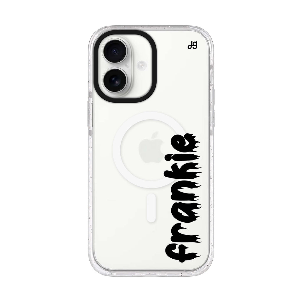 Haunted Name Glow iPhone 17 水晶透明保護殼正面展示