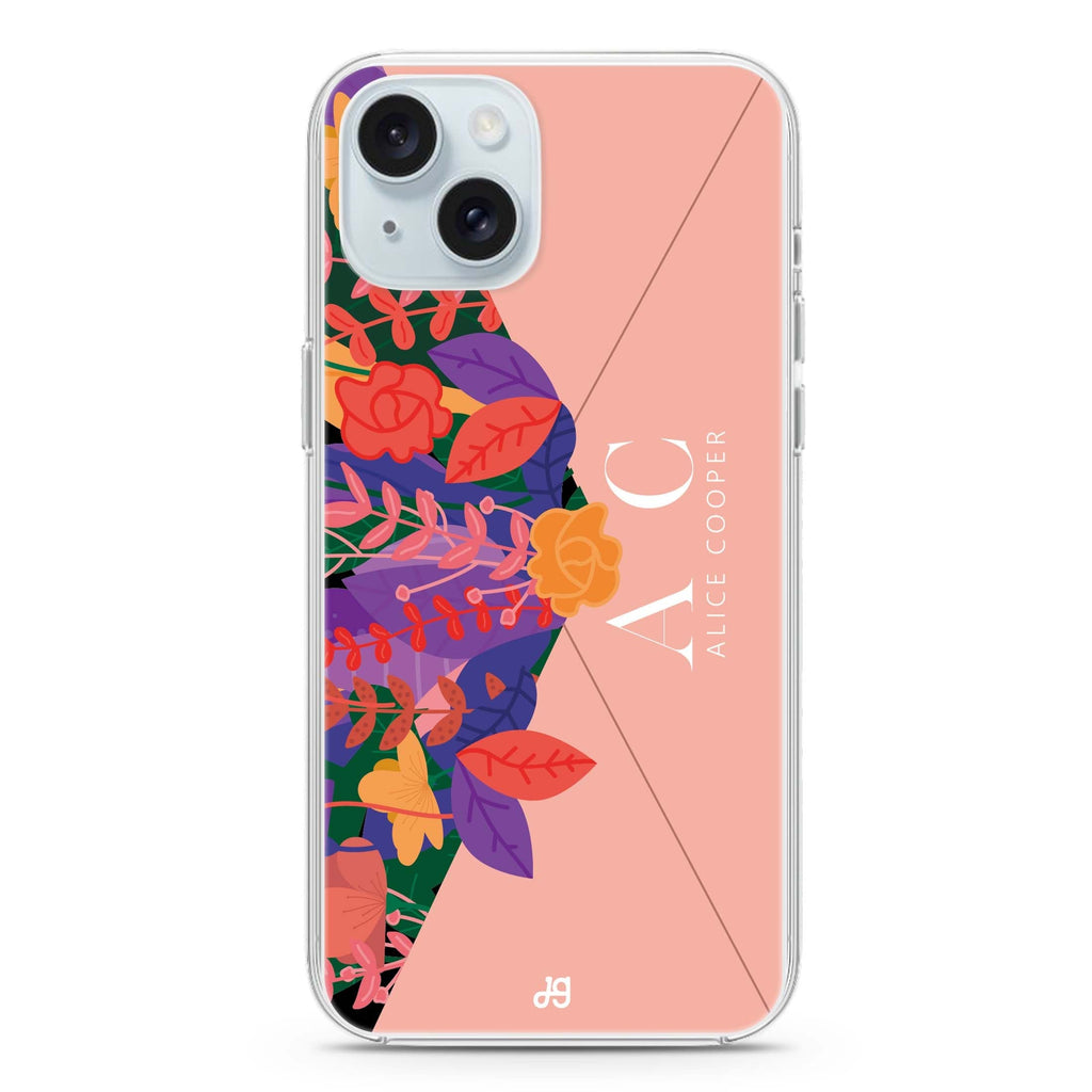 Letter Of Floral iPhone 15 Magsafe 兼容水晶透明保護殼