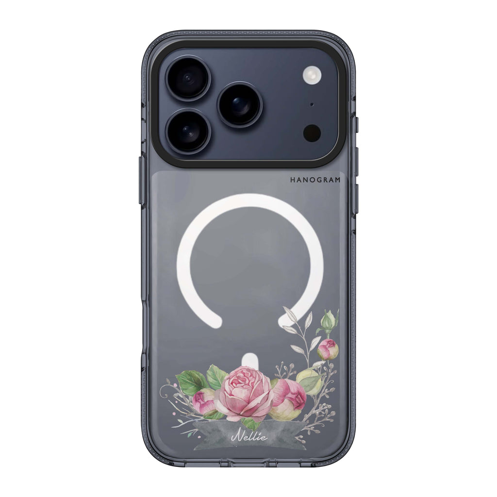 Ribbon & Floral iPhone 17 Pro Max MagSafe 水晶透明保護殼 蝴蝶結圖案設計 可自訂名字 圖1