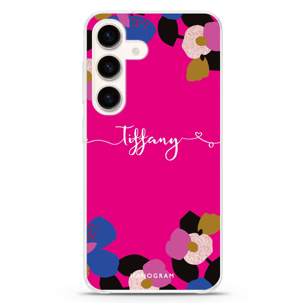 Floral POP II Samsung Galaxy S26/S25/S24 可加名字水晶透明保護殼正面展示