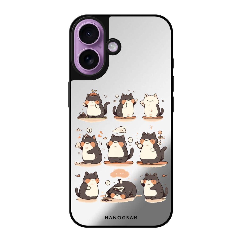 Reflective iPhone 16 Mirror Case –Zen Meowster Design