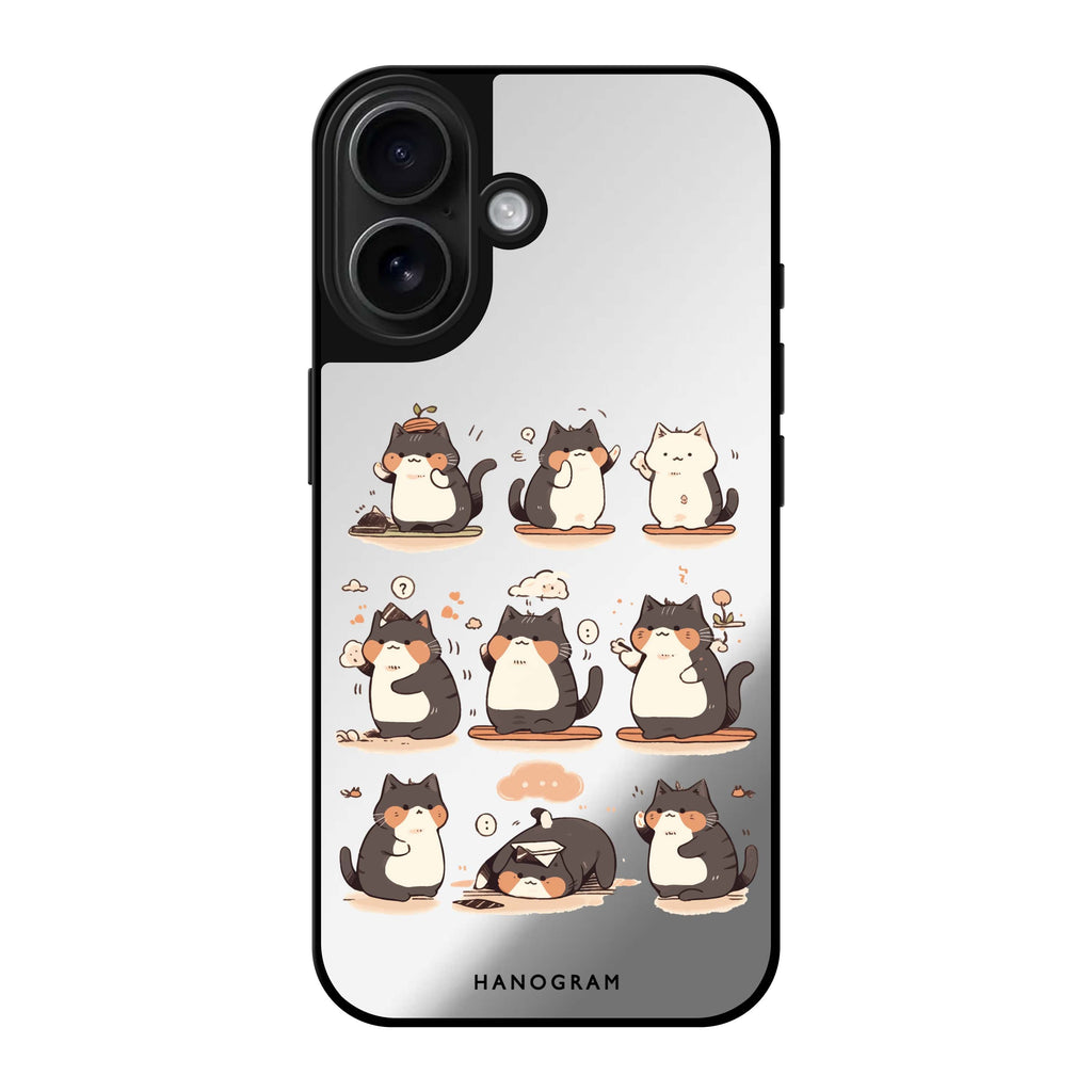 Reflective iPhone 16 Mirror Case –Zen Meowster Design