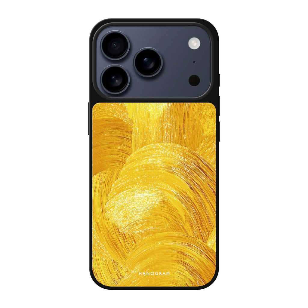 Golden Strokes 金色抽象藝術 iPhone 17 Pro Max 鏡面手機殼主圖