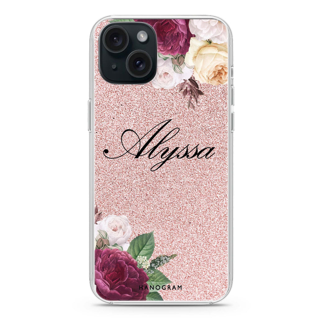 Glittering Floral iPhone 15 plus 水晶透明保護殼
