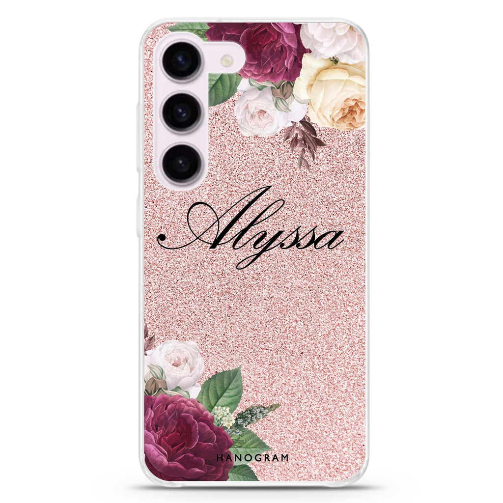 Glittering Floral Samsung Galaxy 水晶透明保護殼