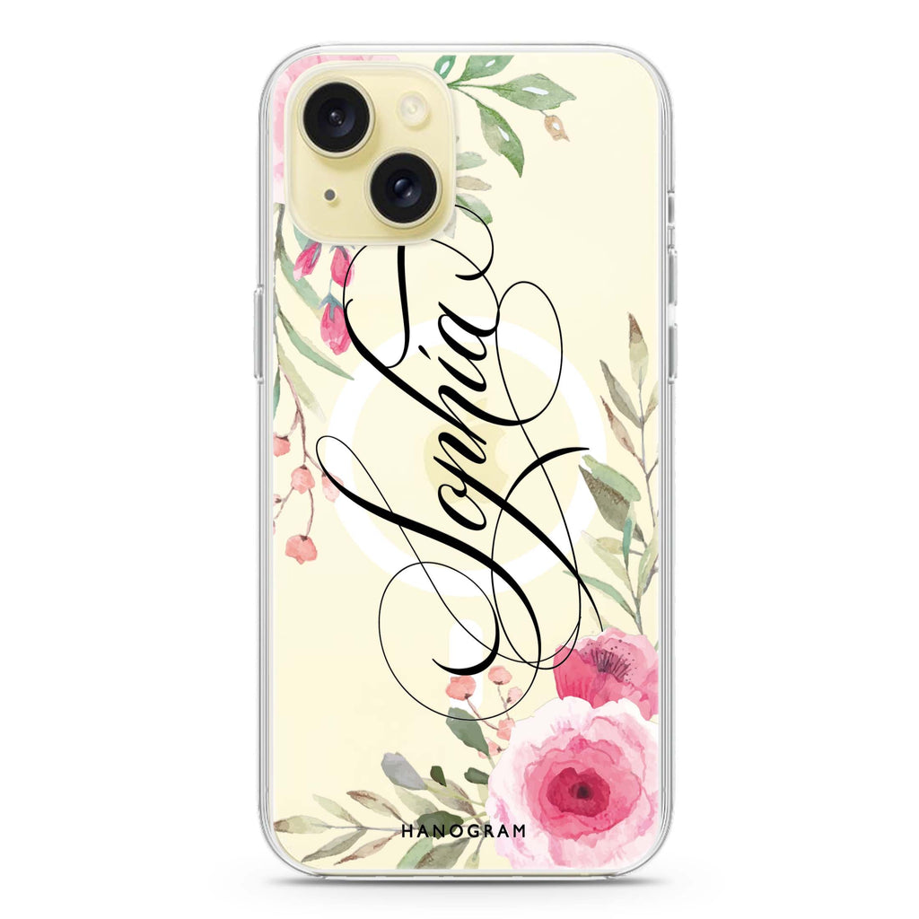 Flowers Fantasy iPhone 15 Magsafe 兼容水晶透明保護殼
