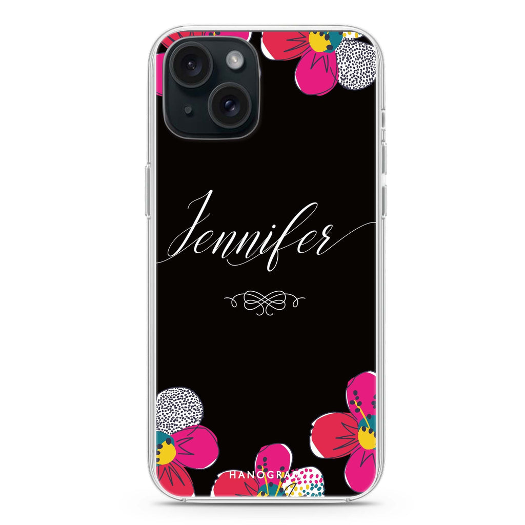 Stunning Floral iPhone 15 Plus Magsafe 兼容水晶透明保護殼