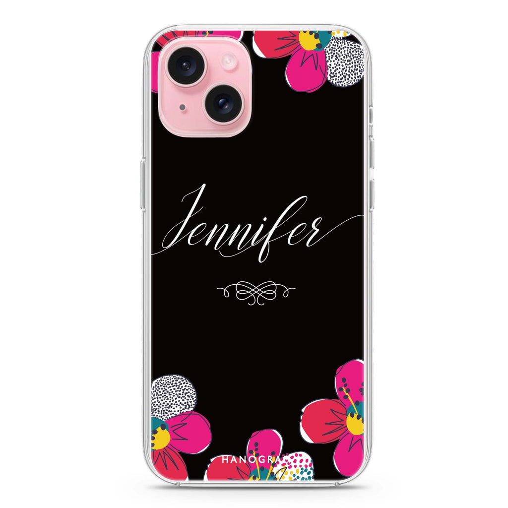 Stunning Floral iPhone 15 Magsafe 兼容水晶透明保護殼