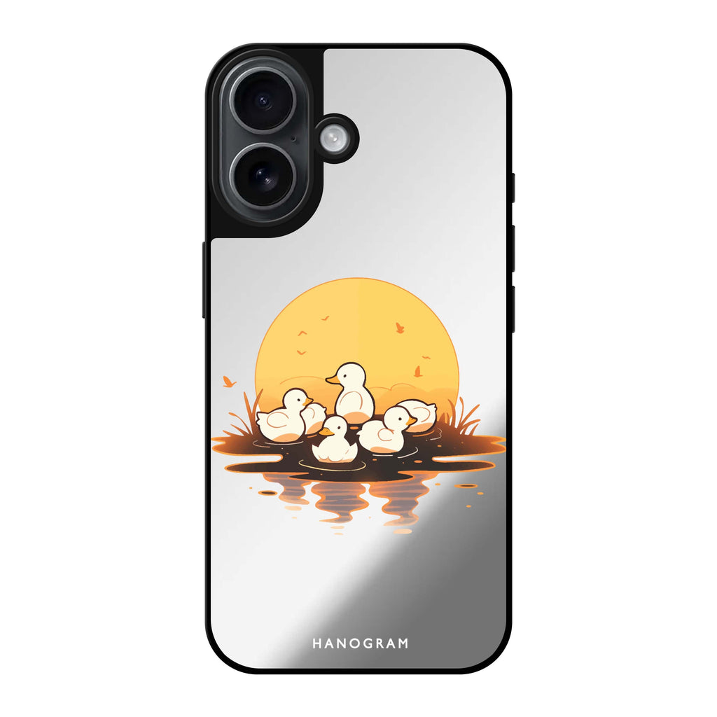 Reflective iPhone 16 Mirror Case –Dawn Duck Drift Design