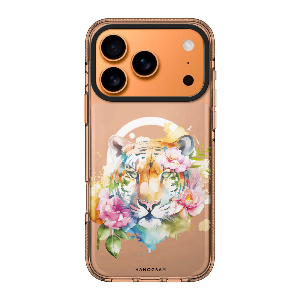 Floral Tiger iPhone 17 Pro Max MagSafe 水晶透明保護殼 花卉圖案設計 圖1