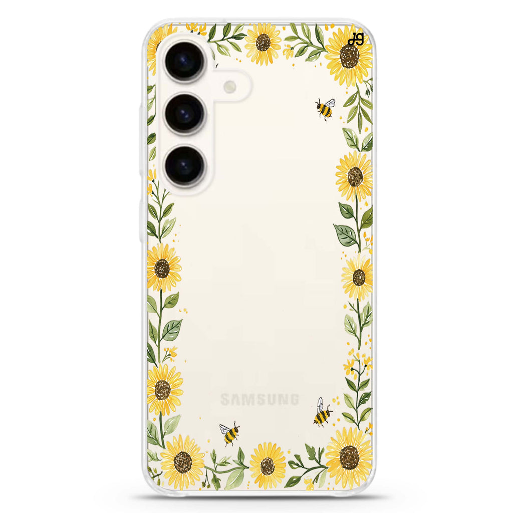 Honeybee Sunflower Border Samsung Galaxy 水晶透明保護殼