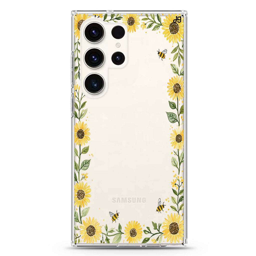 Honeybee Sunflower Border Samsung Galaxy 水晶透明保護殼