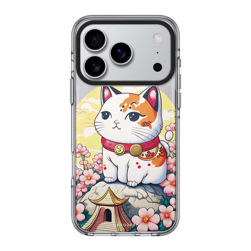 Cat & Flowers iPhone 17 Pro Max MagSafe 水晶透明保護殼 貓圖案設計 圖1